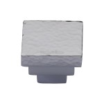 M Marcus Heritage Brass Cabinet Knob Square Stepped Hammered Design 32mm